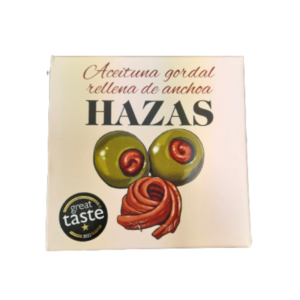 Aceitunas rellenas de anchoa Hazas , hechas en Lastres Asturias , Delicioso aperitivo