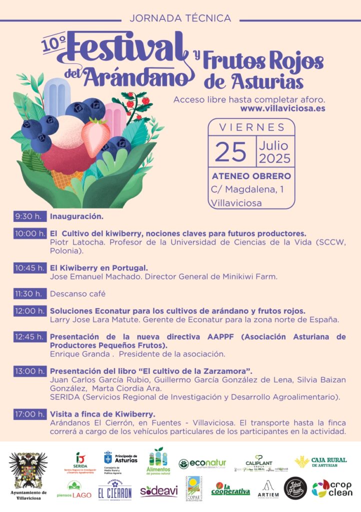 Festival del Arándano y Frutos rojos 2025 en Villaviciosa, Asturias. 4 Charlas Jornada Técnica Festival de Arándano 2025
