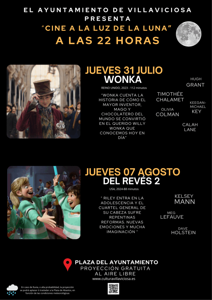 Cine de Verano en la calle 2025 - Villaviciosa, Asturias. 2 Cine de verano en la calle, Villaviciosa