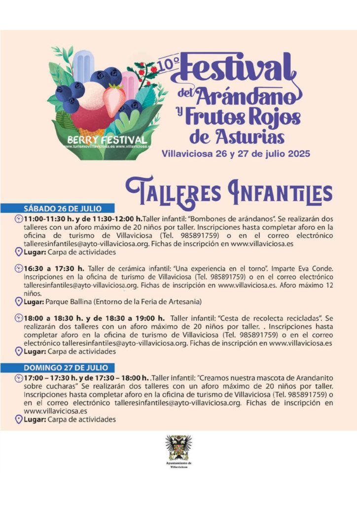 Festival del Arándano y Frutos rojos 2025 en Villaviciosa, Asturias. 5 Talleres Infantiles Festival de Arándano 2025