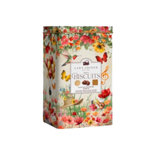 Lata de galletas españolas presentadas en una bonita lata alegre para regalar